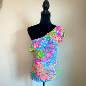 Lilly Pulitzer One Shoulder Ruffle Tank!